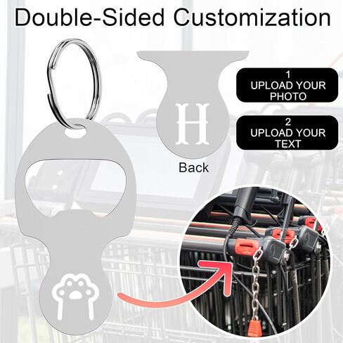 5-100PCS Personalized Shopping Trolley Tokens, Stainless Steel Aldi Quarter Keychain, Custom Logo/Text Shopping Cart Keyring in Saudi Arabia