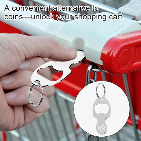 5-100PCS Personalized Shopping Trolley Tokens, Stainless Steel Aldi Quarter Keychain, Custom Logo/Text Shopping Cart Keyring in Saudi Arabia