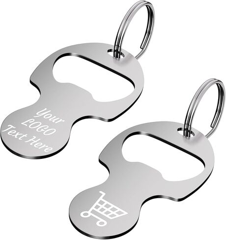 3 in 1 Metal Shopping Cart Keychain,Custom Grocery Trolley Token | Stainless steel cart token with custom engraving.3-in-1 cart token,keychain,opener.Great for daily grocery.Fit standard cart. in Saudi Arabia