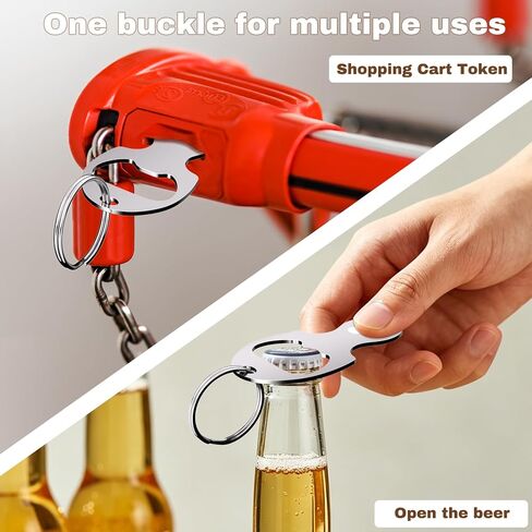 3 in 1 Metal Shopping Cart Keychain,Custom Grocery Trolley Token | Stainless steel cart token with custom engraving.3-in-1 cart token,keychain,opener.Great for daily grocery.Fit standard cart. in Saudi Arabia