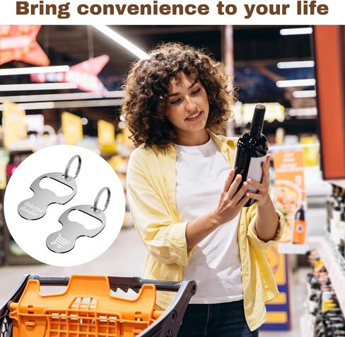 3 in 1 Metal Shopping Cart Keychain,Custom Grocery Trolley Token | Stainless steel cart token with custom engraving.3-in-1 cart token,keychain,opener.Great for daily grocery.Fit standard cart. in Saudi Arabia