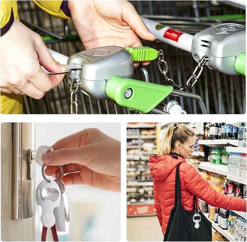 3 in 1 Metal Shopping Cart Keychain,Custom Grocery Trolley Token | Stainless steel cart token with custom engraving.3-in-1 cart token,keychain,opener.Great for daily grocery.Fit standard cart. in Saudi Arabia