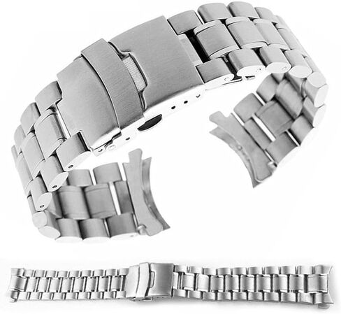 18-22mm Curved Stainless Steel Metal Solid Watch Band Strap Clasp Replacement in Kuwait
