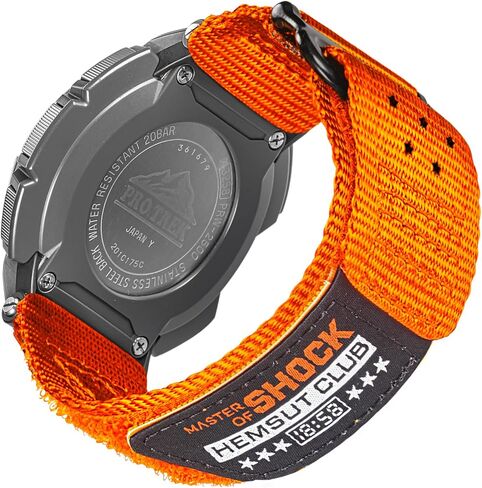 Military Style Watch Strap Compatible with Casio Protrek PRG-200/250/500/260/280/550, PRW-2500/3500/5100/5000/510, Nylon Strap with Breather Holes & Hook and Loop Closure. in Saudi Arabia