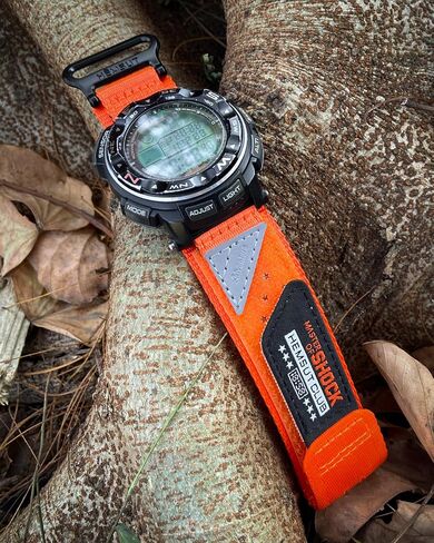Military Style Watch Strap Compatible with Casio Protrek PRG-200/250/500/260/280/550, PRW-2500/3500/5100/5000/510, Nylon Strap with Breather Holes & Hook and Loop Closure. in Saudi Arabia