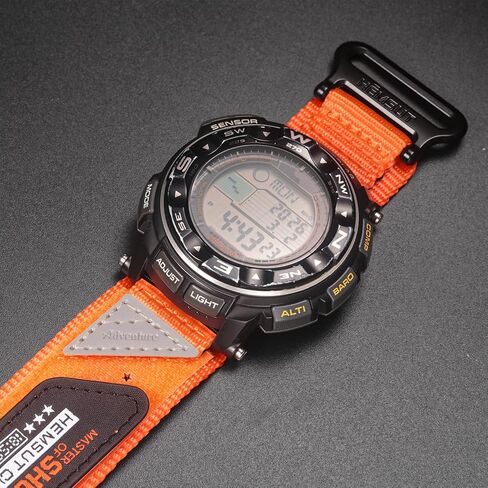 Military Style Watch Strap Compatible with Casio Protrek PRG-200/250/500/260/280/550, PRW-2500/3500/5100/5000/510, Nylon Strap with Breather Holes & Hook and Loop Closure. in Saudi Arabia