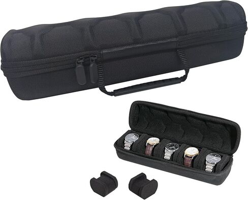 Hard Watch Travel Case for Men & Women, 5 Slot Portable Watch Holder Organizer with Shockproof Protection, Lightweight Watch Storage Case for Travel and Home Display in Saudi Arabia