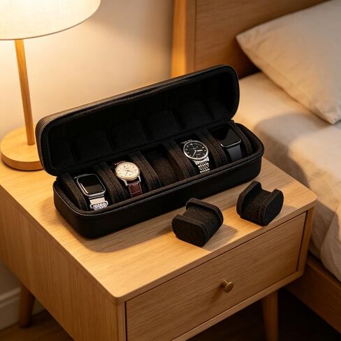 Hard Watch Travel Case for Men & Women, 5 Slot Portable Watch Holder Organizer with Shockproof Protection, Lightweight Watch Storage Case for Travel and Home Display in Saudi Arabia