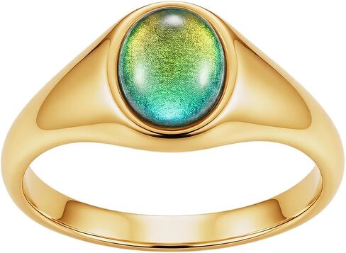 Mood Ring for Women, Stainless Steel Color Changing Signet Ring, Dainty Vintage Jewelry Gift for Her in Saudi Arabia