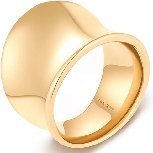 Wide Band Ring for Women | Sculptural Statement Rings| 18K Gold Plated Polish Large Thumb Index Full Finger Rinds in Saudi Arabia