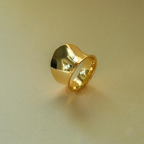 Wide Band Ring for Women | Sculptural Statement Rings| 18K Gold Plated Polish Large Thumb Index Full Finger Rinds in Saudi Arabia