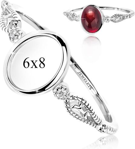925 Sterling Silver 6x8 mm Oval Bezel Cup Ring Blank – Rhodium Plated Ring Base for Breast Milk Jewelry, Keepsakes, Resin Art and Custom Cabochon Creations for Women in Saudi Arabia
