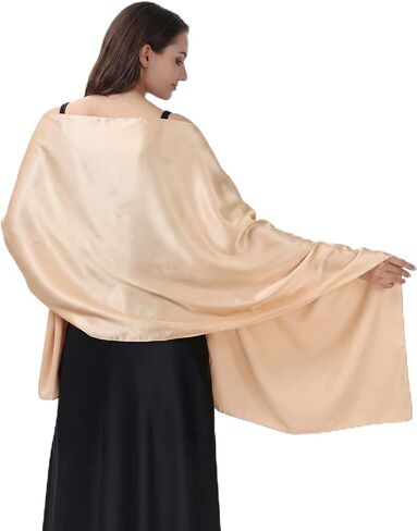 Hercicy 1 Pcs Women Shawls and Wraps for Evening Dresses Satin Shawl Wraps Elegant Soft Silky Wedding Bridal Scarf Cover Up in Kuwait