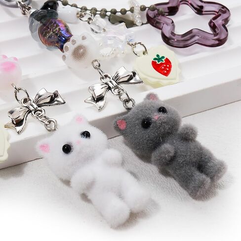 ChunlongFour Cute Plush Cat Keychain Aesthetic Y2K Style Key chain Fashionable Critters Matching Keychains Purse Charms Accessory for Women Bags and Wallets Couples Gifts in Saudi Arabia