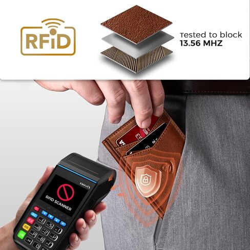 RUNBOX Slim Wallet for Men with Magnetic Closure, Leather Front Pocket RFID Blocking Bifold Holds 9-13 Cards, Card Holder with ID Window & Stretchable Cash Pocket, Gift for Him in Saudi Arabia