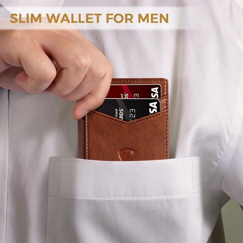 RUNBOX Slim Wallet for Men with Magnetic Closure, Leather Front Pocket RFID Blocking Bifold Holds 9-13 Cards, Card Holder with ID Window & Stretchable Cash Pocket, Gift for Him in Saudi Arabia