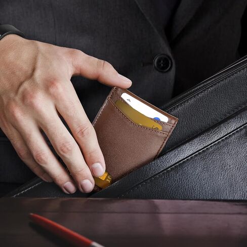Leather Wallet for Men Genuine Leather RFID Blocking Bifold compact Wallet With Magnetic Closure 3 ID Window in Saudi Arabia