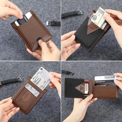 Leather Wallet for Men Genuine Leather RFID Blocking Bifold compact Wallet With Magnetic Closure 3 ID Window in Saudi Arabia