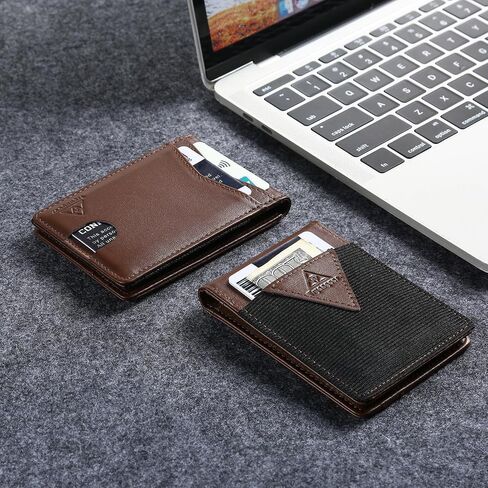 Leather Wallet for Men Genuine Leather RFID Blocking Bifold compact Wallet With Magnetic Closure 3 ID Window in Saudi Arabia