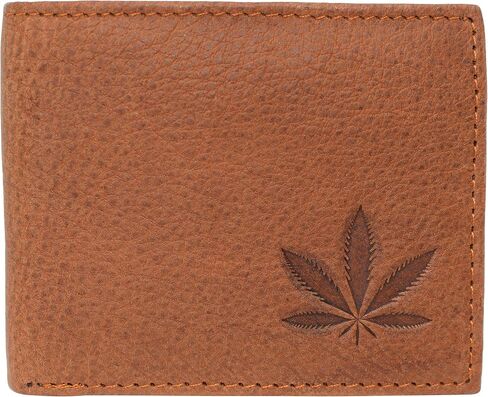 Marijuana Leaf RFID Blocking Real Leather Bifold Classic Wallet for Men in Kuwait
