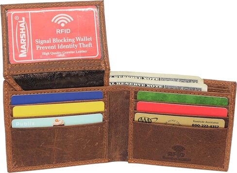 Marijuana Leaf RFID Blocking Real Leather Bifold Classic Wallet for Men in Kuwait