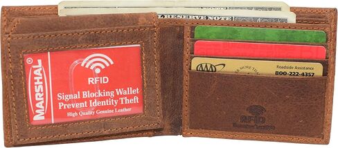 Marijuana Leaf RFID Blocking Real Leather Bifold Classic Wallet for Men in Kuwait