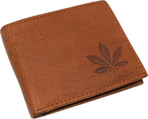 Marijuana Leaf RFID Blocking Real Leather Bifold Classic Wallet for Men in Kuwait