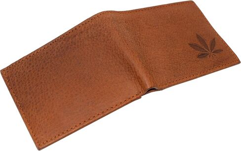 Marijuana Leaf RFID Blocking Real Leather Bifold Classic Wallet for Men in Kuwait