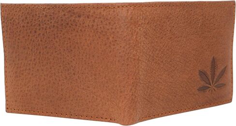 Marijuana Leaf RFID Blocking Real Leather Bifold Classic Wallet for Men in Kuwait