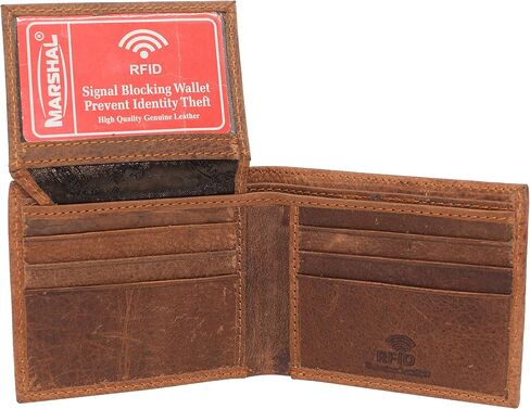 Marijuana Leaf RFID Blocking Real Leather Bifold Classic Wallet for Men in Kuwait