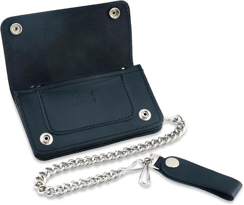 DS Daniel Smart Renegade Motorcycle Wallet with Chain for Men - Long Bi-Fold Genuine Leather Wallet with Credit Card Slit and Cash Pockets in Saudi Arabia