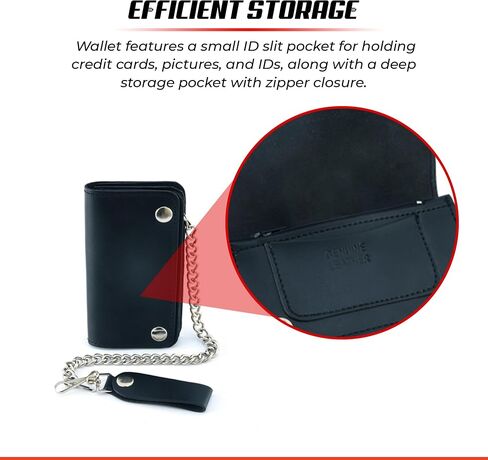DS Daniel Smart Renegade Motorcycle Wallet with Chain for Men - Long Bi-Fold Genuine Leather Wallet with Credit Card Slit and Cash Pockets in Saudi Arabia