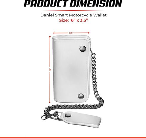 DS Daniel Smart Renegade Motorcycle Wallet with Chain for Men - Long Bi-Fold Genuine Leather Wallet with Credit Card Slit and Cash Pockets in Saudi Arabia