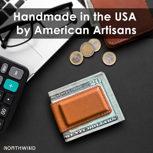 Northwind Magnetic Money Clip – Handmade in USA Full Grain Leather Slim Wallet for Men, Minimalist Front Pocket Wallet, Mens Leather Wallet, Great Gift for Dad, Husband, Father’s Day, Birthday (Tan) in Saudi Arabia