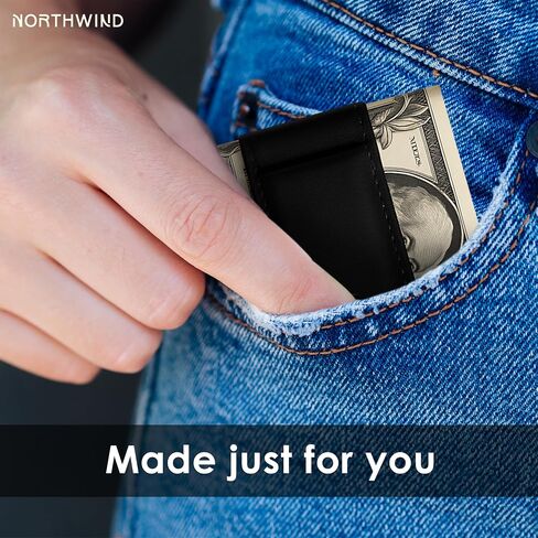 Northwind Magnetic Money Clip – Handmade in USA Full Grain Leather Slim Wallet for Men, Minimalist Front Pocket Wallet, Mens Leather Wallet, Great Gift for Dad, Husband, Father’s Day, Birthday (Tan) in Saudi Arabia