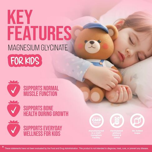 Vita Guard Pure Magnesium Glycinate for Kids – High Absorption Liquid Magnesium Drops for Sleep, Calm & Muscle Support – Sugar Free Kids Magnesium Supplement for Toddlers & Children Natural Strawberry in Saudi Arabia