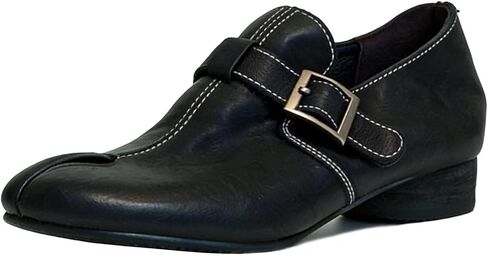KOKOMOMO Black Split Toe Tabi Shoe Women Cylindrical Low Heels Penny Loafers Chunky Slip-On Japanese Ninja Cosplay Casual Office Dressy Shoes in Saudi Arabia