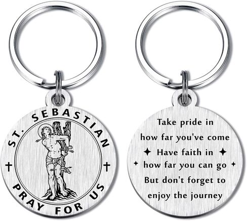 Emideary St. Sebastian Gifts - Protect This Soccer Wrestling Baseball Basketball Running Athletes Keychain for Men Him Teens in Saudi Arabia
