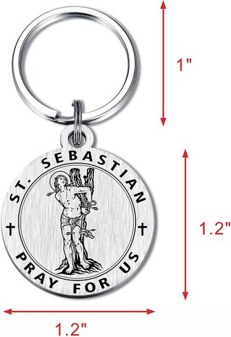 Emideary St. Sebastian Gifts - Protect This Soccer Wrestling Baseball Basketball Running Athletes Keychain for Men Him Teens in Saudi Arabia