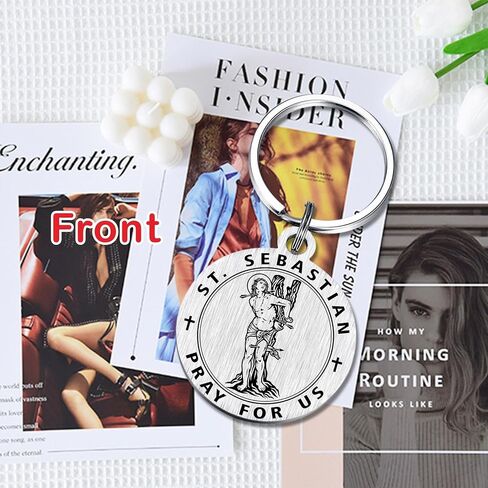Emideary St. Sebastian Gifts - Protect This Soccer Wrestling Baseball Basketball Running Athletes Keychain for Men Him Teens in Saudi Arabia