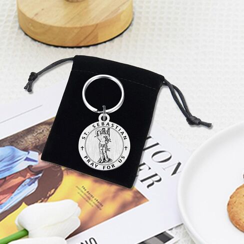 Emideary St. Sebastian Gifts - Protect This Soccer Wrestling Baseball Basketball Running Athletes Keychain for Men Him Teens in Saudi Arabia