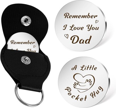 Gifts for Dad from Daughter - Dad Gifts Pocket Hug With Leather Keychain Pocket Hug Token Father's Day Christmas Birthday Thanksgiving Valentines Day Thank You Gift for Dads Father Men in Saudi Arabia