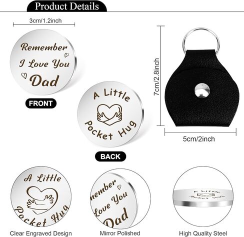 Gifts for Dad from Daughter - Dad Gifts Pocket Hug With Leather Keychain Pocket Hug Token Father's Day Christmas Birthday Thanksgiving Valentines Day Thank You Gift for Dads Father Men in Saudi Arabia