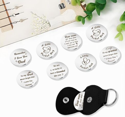 Gifts for Dad from Daughter - Dad Gifts Pocket Hug With Leather Keychain Pocket Hug Token Father's Day Christmas Birthday Thanksgiving Valentines Day Thank You Gift for Dads Father Men in Saudi Arabia