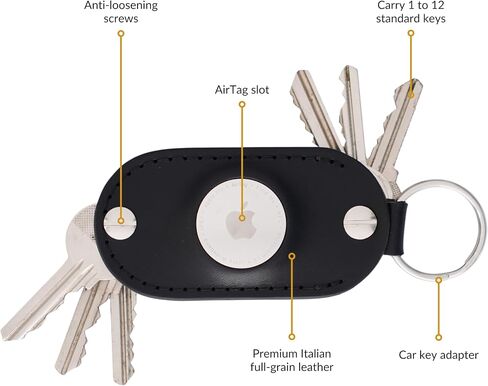Leather Key Organizer Compatible with Apple AirTag, Leather Keychain designed for AirTag in Saudi Arabia