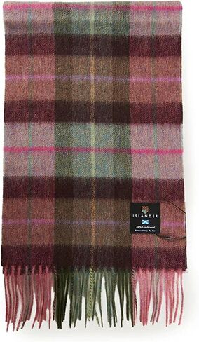 Islander Warm soft unsex wool scarf, Fuchsia Tartan, One Size in Kuwait