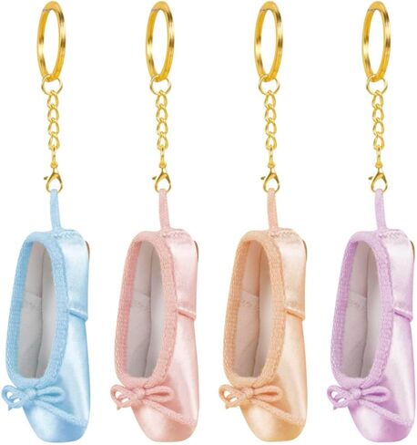 BAOZOON 4 Pcs Mini Pointe Shoes Keychains Miniature Ballet Shoes Keyring Handmade Shoe Charm Pendant Gift for Dance Lovers in Saudi Arabia