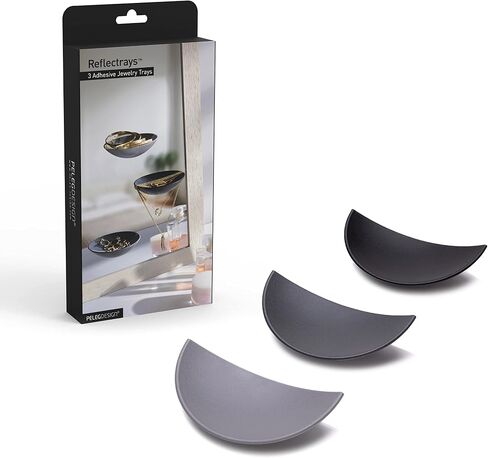 PELEG DESIGN Reflectrays 3 Jewelry Trays in 3 Shades of Gray | Jewelry Organizer, w/a Strong Adhesive Tape | Each Ring Holder Is 4.3″×2.2″×0.9″ | Each Decor Jewelry Tray Holds up to ⅓ lb in Kuwait