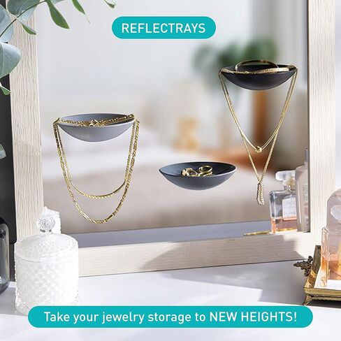 PELEG DESIGN Reflectrays 3 Jewelry Trays in 3 Shades of Gray | Jewelry Organizer, w/a Strong Adhesive Tape | Each Ring Holder Is 4.3″×2.2″×0.9″ | Each Decor Jewelry Tray Holds up to ⅓ lb in Kuwait