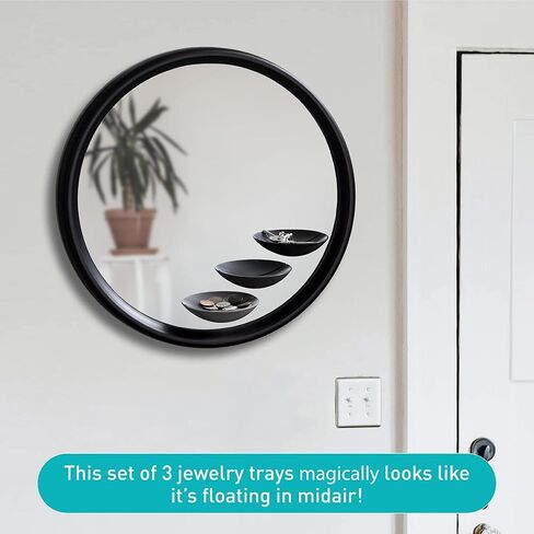 PELEG DESIGN Reflectrays 3 Jewelry Trays in 3 Shades of Gray | Jewelry Organizer, w/a Strong Adhesive Tape | Each Ring Holder Is 4.3″×2.2″×0.9″ | Each Decor Jewelry Tray Holds up to ⅓ lb in Kuwait